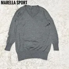 MARELLA SPORT Vネック長袖ニット　ウール混　サイズM グレーのサムネイル