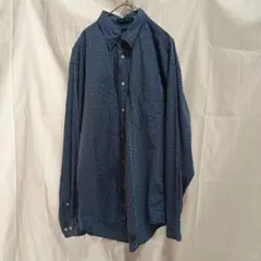 00s OLD GAP チェックシャツ 長袖 青 ネイビー レギュラーカラー M