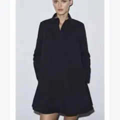 ZARA 黒　チュニックワンピース　フレア　シャツワンピ　XS 長袖 綿