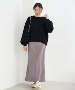 試着のみ❣️IENA エクストラファインラム クループルオーバー 黒　ニット