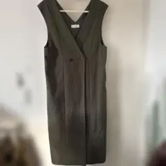 BEAMS HEART ジレ風ワンピース　ビームスハート　カーキ