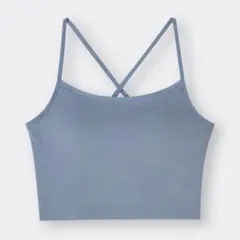 グレー リブタンクトップ パッド付き