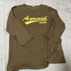 ブラウン 七分袖 Tシャツ ロゴプリント M
