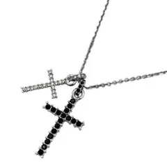 極美品◎ スワロフスキー ネックレス ペンダント ダブルクロス 十字架 ストーン