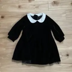 キッズ ベロアワンピース 襟付き ブラックのサムネイル