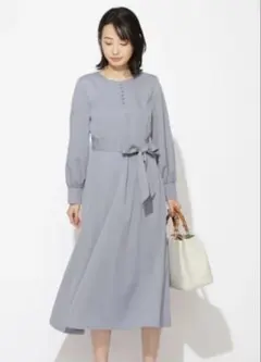 NBB フロント釦パネルフレアワンピース ナチュラルビューティーベーシック S