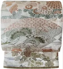 【正絹 丸帯】正絹 丸帯 鶴 花文様 アンティーク 振袖 豪華絢爛 両面柄