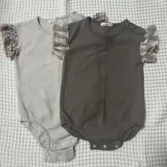 ペアマノン　フリル袖　ロンパース　2着