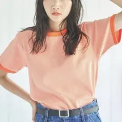 coen フライスマイクロボーダーTシャツ オレンジ