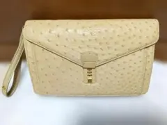 オーストリッチ セカンドバッグ クラッチバッグ ベージュ