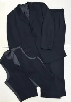 【美品】メンズ ダークネイビー スーツ 3点セット