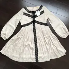 ボリュームスリーブ レース プリーツワンピース