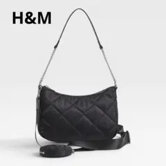H&M 黒ブラック キルティング チェーンショルダーバッグ