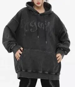 DIAVEL 裏起毛 古着風 前ロゴプリントビックシルエットパーカー