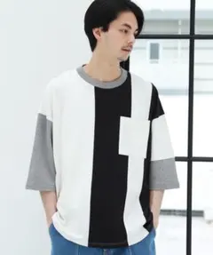 ストライプ切り替えTシャツ　niko andのサムネイル