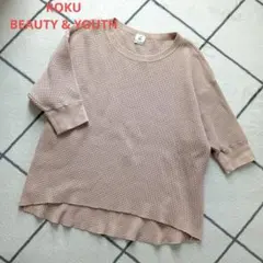 6 BEAUTY & YOUTH ワッフルサーマルカットソー 　5分袖