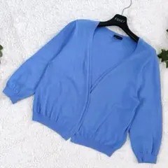 タルボット TALBOTS ボレロ風カーディガン ブルー L 七分袖のサムネイル