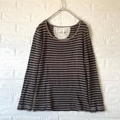 LEPSIM レプシム【M】黒と茶色のボーダー 長袖Tシャツ