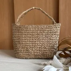 手編みかごバッグ（ナチュラル）ハンドメイド