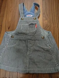 miki HOUSE ストライプオーバーオール80-90 M