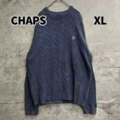チャップス メンズニット XL セーター 青 クルーネック 刺繍ロゴ【8588】のサムネイル