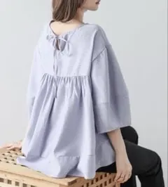 【値下げ】ワッフルペプラムブラウス