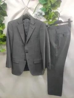 超美品 スーツ A4 グレンチェック ウインドペン チャコールグレー