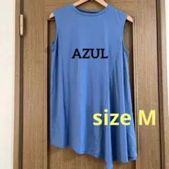 【AZUL 】ノースリーブ Aライン チュニック 青　sizeM 超美品のサムネイル