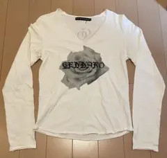 GENNARO（ジェンナロ）グラフィックデザインVネック ロングTシャツ 薔薇