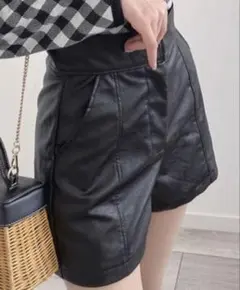GRL ハイウエストレザーショートパンツ tu270 ブラック Sサイズ