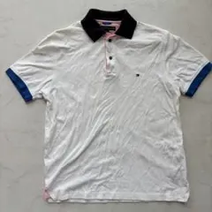 TOMMY HILFIGER ポロシャツ ロゴ刺繍 S（D595）