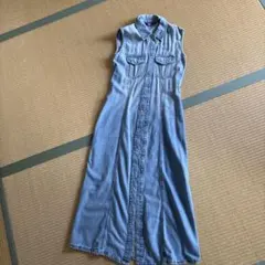 ZARA デニム ノースリーブ ロングワンピース M
