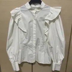 SNIDEL ORGANICSスタンドカラーフリルブラウス