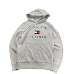 TOMMY HILFIGERロゴ刺繍パーカー　グレー　S 古着　7AS14