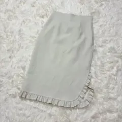 DESIGNWORKS 38 タイトスカート フリル 無地 ホワイト 通勤のサムネイル