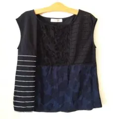 美品 Titilate Valet ノースリーブトップス ネイビー