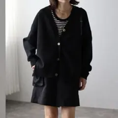 【新品】ボンジュールサガン ダンボールニットカーディガン 黒