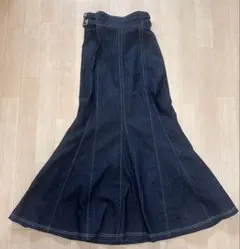 And Coutureロングデニムフレアスカート ブラック 36