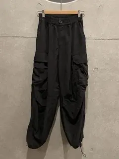 ZARA カーゴパンツ ナイロンパンツ 裾絞り ブラック XS-S ウエストゴム
