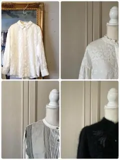 @/24/36/@ maje マージュ 刺繍 花柄 ブラウス +2 リネン 白