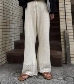 チャオパニックティピー　レース編みニットフレアパンツ　Mサイズ