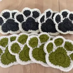 10)[匿名配送]肉球コースター アクリルたわし ハンドメイド いぬねこ