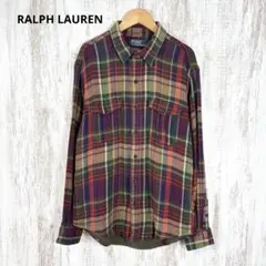 ポロバイラルフローレン マドラスチェック ダブルポケット 柔らか ネルシャツ