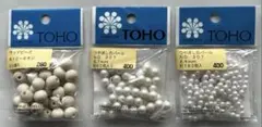 TOHO ウッドビーズとつや消し白パール セット