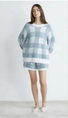 ジェラートピケ　ギンガムチェック　上下セット