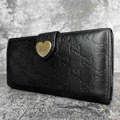 GUCCI ラブリーハート グッチシマ レザー 長財布 Wホック