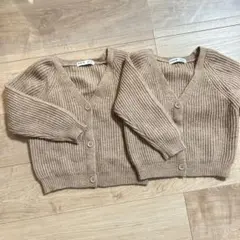 カーディガン ベージュ ブラウン リンクコーデ 4Y 6Y 美品 韓国子供服