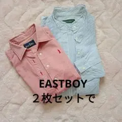 EAST BOY ピンク半袖シャツ（S）とストライプ長袖シャツ（Ｌ）セット