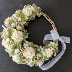 ドライフラワー ハーフリース 三日月リースWhite系