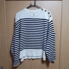 koti ストライプニット 長袖 アイボリー・ネイビー